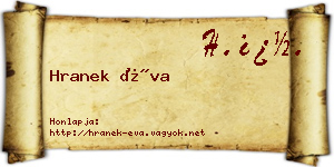 Hranek Éva névjegykártya